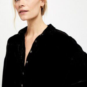 FREE PEOPLE LA LUNA VELVET BUTTON DOWN BLOUSE
